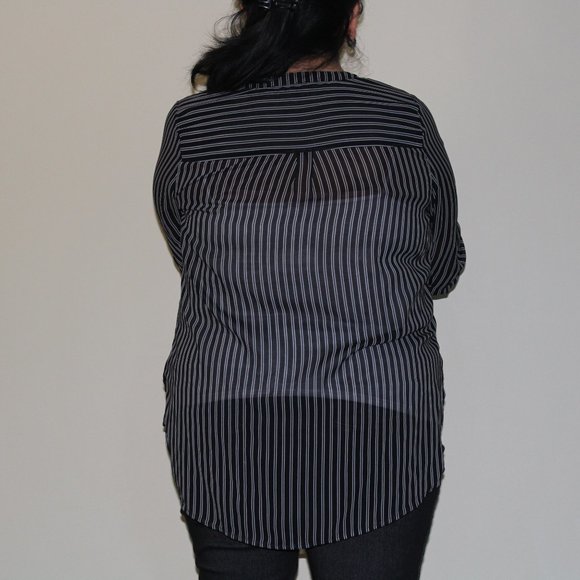 Black and white pinstripe sheer dress shirt, Walmart - Picture 4 of 6